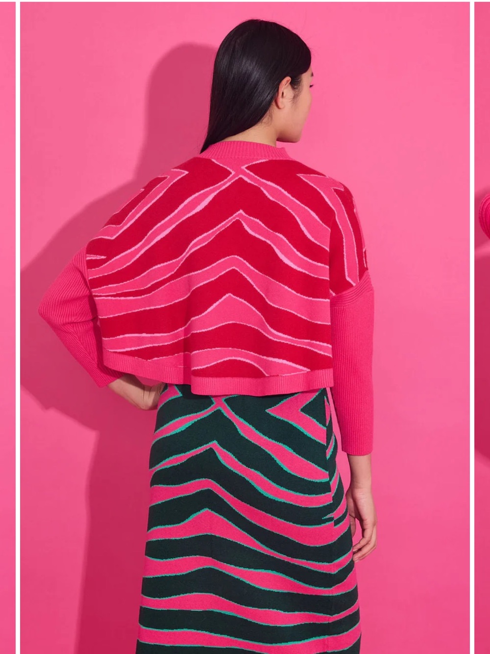 Alden Adair Bright Pink and red cropped Sweater NWT - Picture 4 of 4